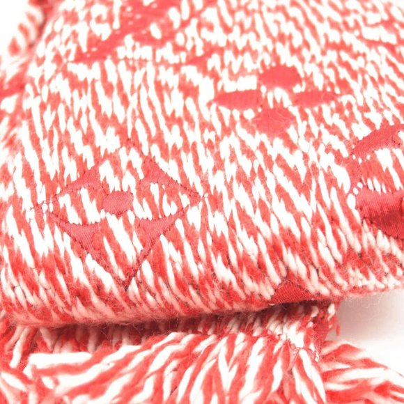 LOUIS VUITTON Wool Silk Logomania Mix Scarf Coquelicot - Picture 6 of 12